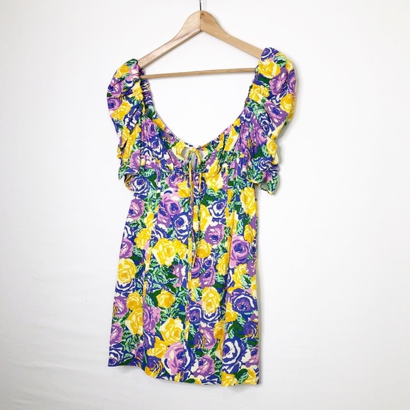 Zara multicolored floral, puff sleeve, mini dress - Picture 10 of 13
